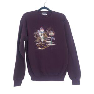 Vintage‎ 90s Endless Designs Snowman Womens Sweatshirt Med Winter Cozy Christmas